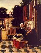 Pieter de Hooch Woman and a Maid with a Pail in a Courtyard oil painting
